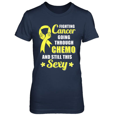 Fighting Cancer Chemo And Still This Sexy Yellow Awareness-T-Shirt & Hoodie-Women's T-Shirt-Navy