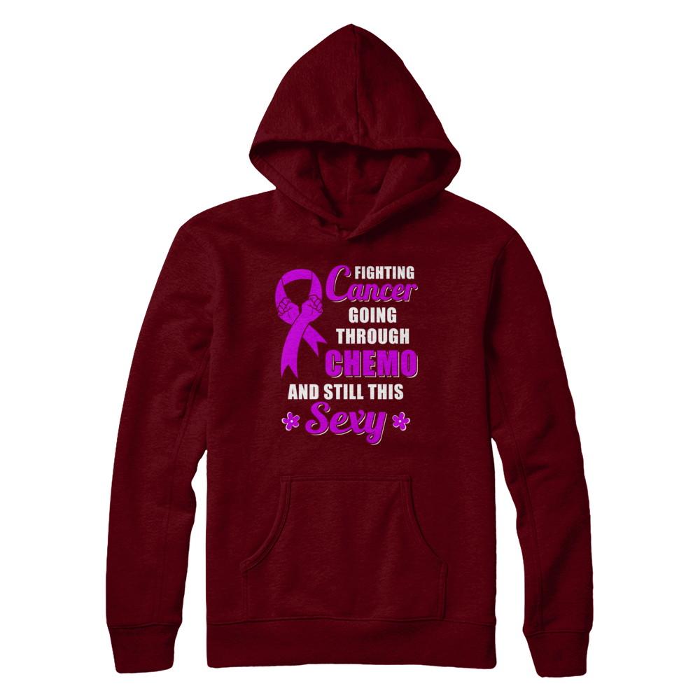 Fighting Cancer Chemo And Still This Sexy Purple Awareness-T-Shirt & Hoodie-Pullover Hoodie-Maroon