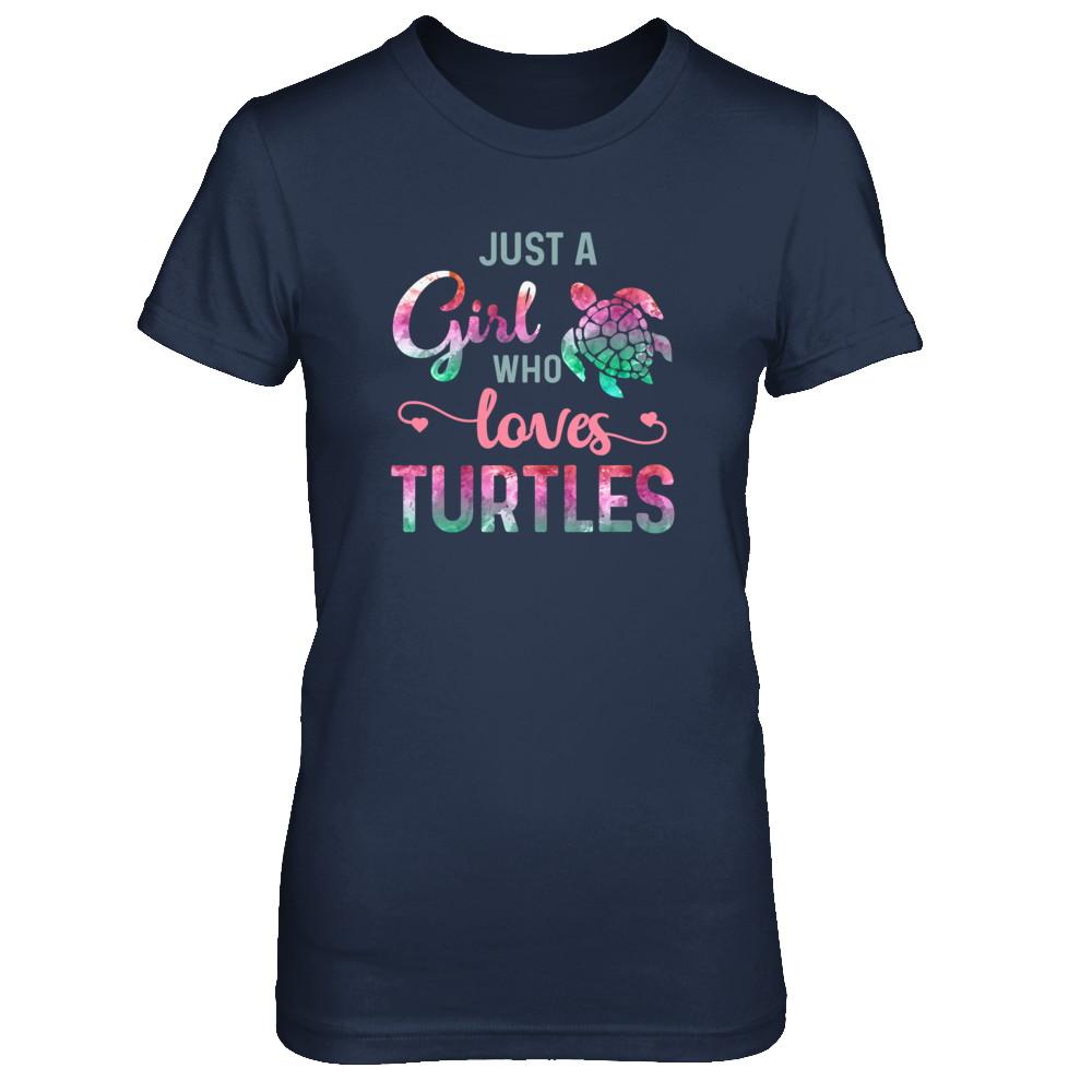 Just A Girl Who Loves Turtles Turtle Lover-T-Shirt & Tank Top-Women's T-Shirt-Navy