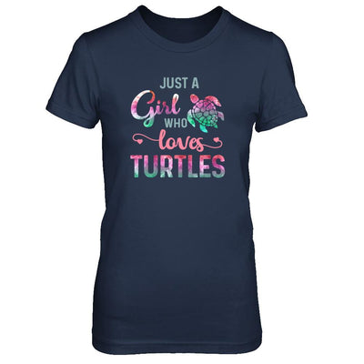 Just A Girl Who Loves Turtles Turtle Lover-T-Shirt & Tank Top-Women's T-Shirt-Navy