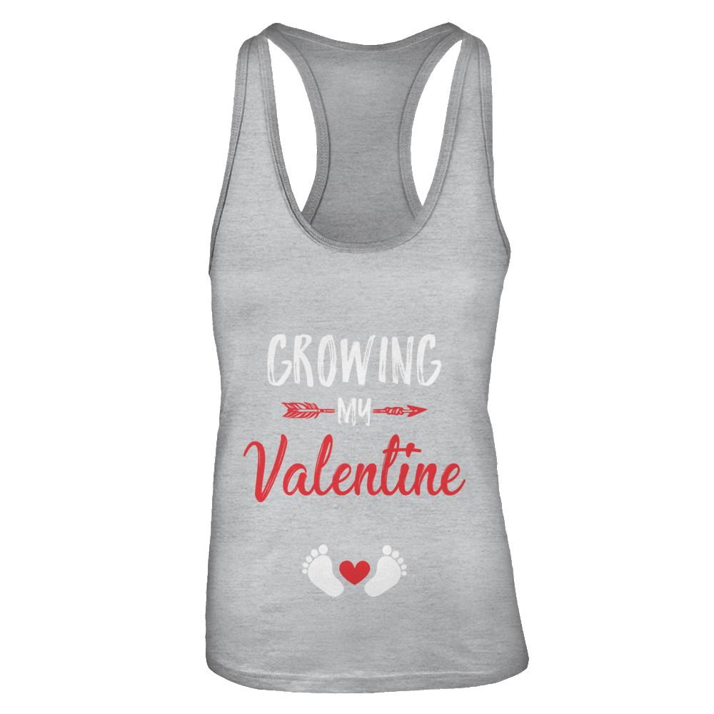 Growing My Valentine Mom Pregnancy Gifts-T-Shirt & Tank Top-Women's Ideal Racerback Tank-Heather Grey