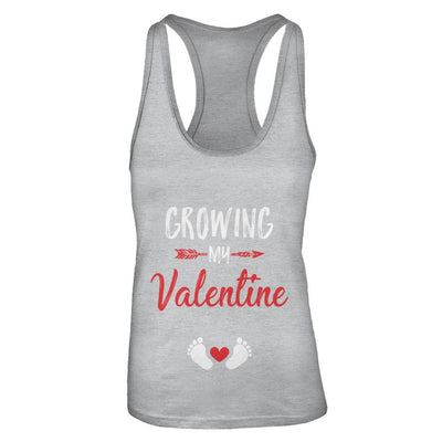 Growing My Valentine Mom Pregnancy Gifts-T-Shirt & Tank Top-Women's Ideal Racerback Tank-Heather Grey