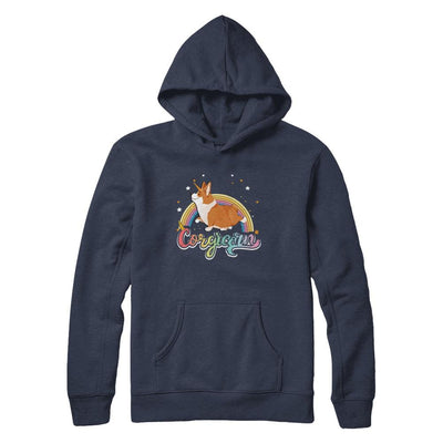 Corgicorn Corgi Unicorn Kids Space Galaxy Rainbow-T-Shirt & Hoodie-Pullover Hoodie-Navy