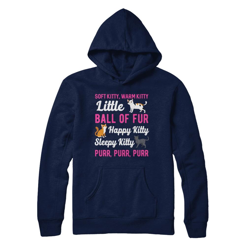 Soft Warm Little Ball Of Fur Happy Sleepy Kitty Cat-T-Shirt & Hoodie-Pullover Hoodie-Navy
