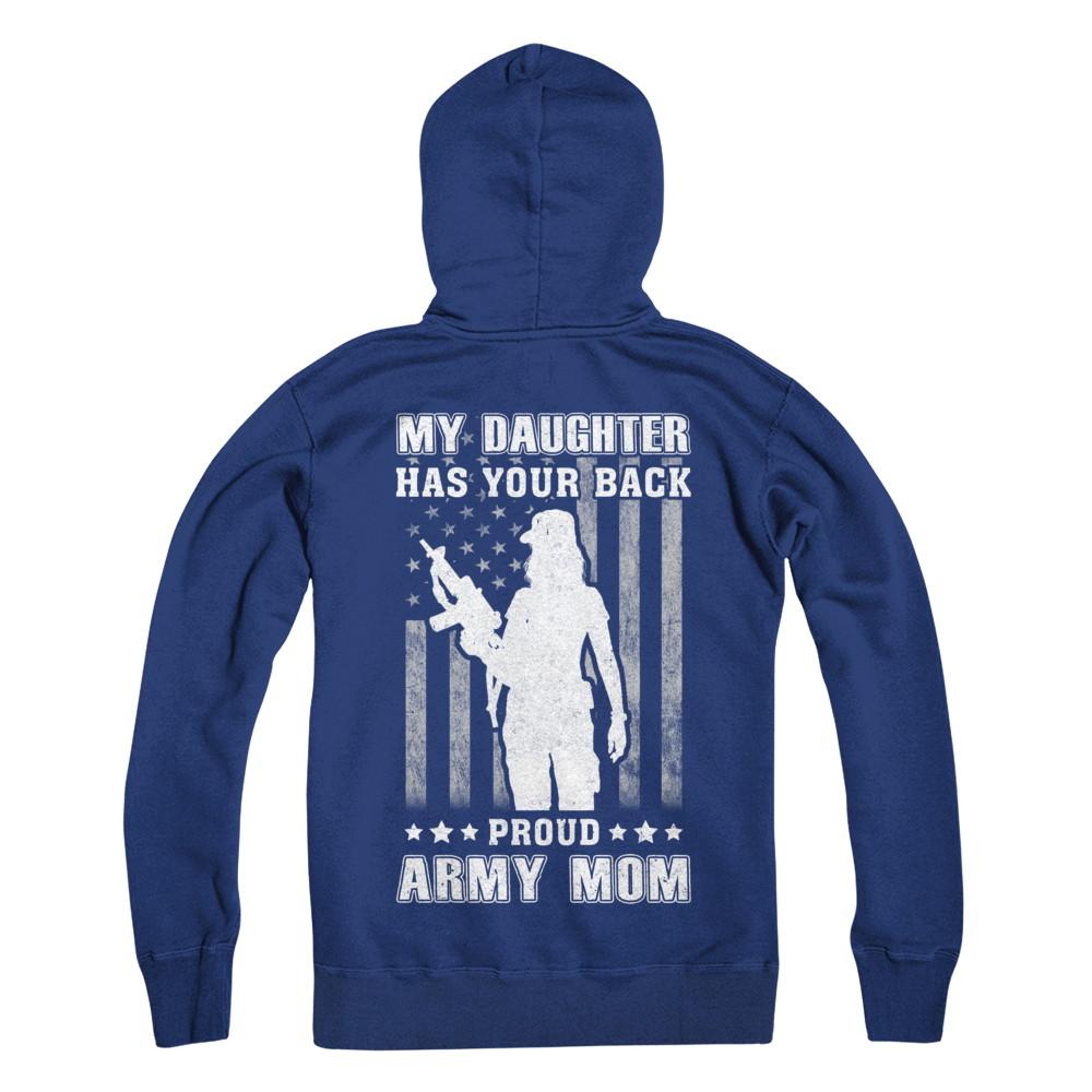 American Flag MY DAUGHTER HAS YOUR BACK PROUD ARMY MOM-T-Shirt & Hoodie-Hanes - Heavyweight Pullover Hoodie-Deep Royal