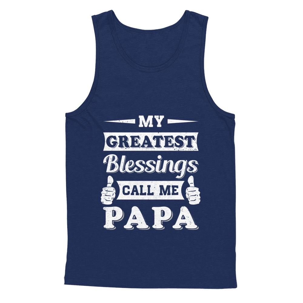 My Greatest Blessings Call Me Papa-T-Shirt & Hoodie-Unisex Tank-Navy