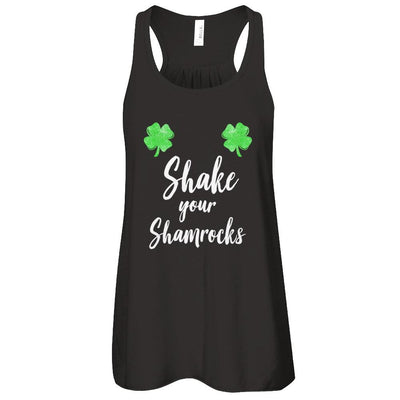 Shake Your Shamrocks St. Patrick's Day Boobs-T-Shirt & Hoodie-Women's Flowy Racerback Tank-Black
