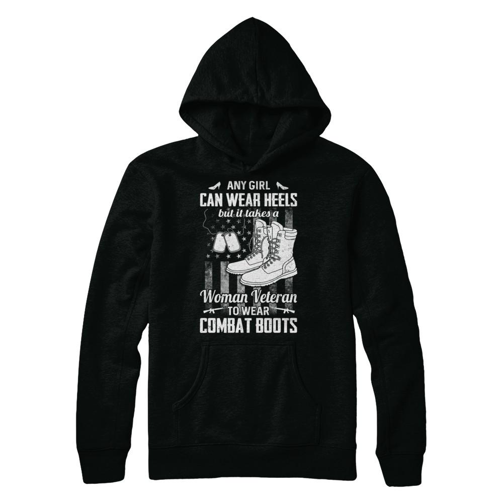 Woman Veteran To Wear Combat Boots-T-Shirt & Hoodie-Hanes - Heavyweight Pullover Hoodie-Black