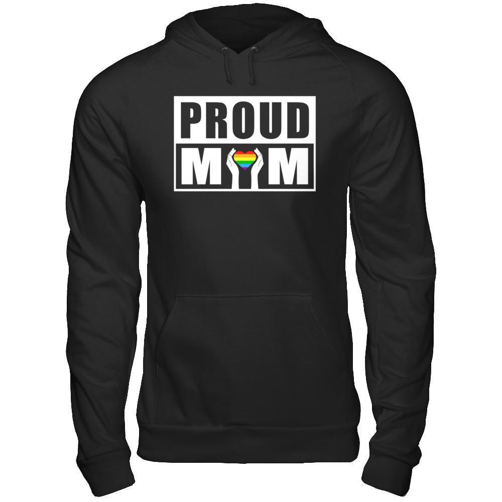 Proud Mom Lgbt Gay Lesbian Pride-T-Shirt & Hoodie-Pullover Hoodie-Black