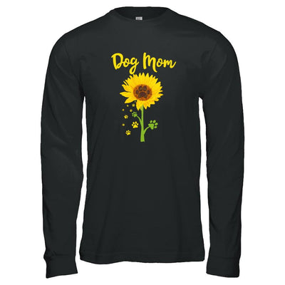 Funny Sunflower Dog Mom Paw Lover Mothers Day-T-Shirt & Tank Top-Long Sleeve T-Shirt-Black