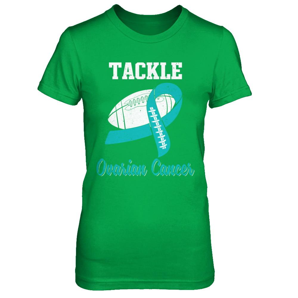 Football Survivor Tackle Teal Ovarian Cancer Awareness-T-Shirt & Hoodie-Women's T-Shirt-Irish Green