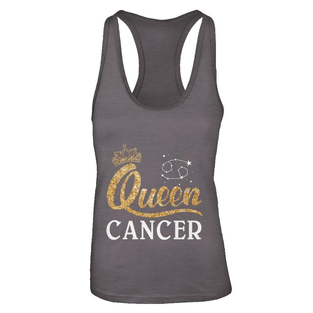 Queen Cancer Zodiac June July Birthday Gift-T-Shirt & Tank Top-Women's Ideal Racerback Tank-Dark Grey