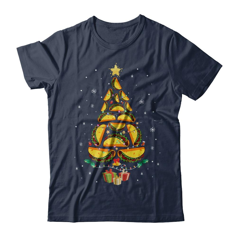 Funny Tacos Christmas Tree Ugly Christmas Sweater-T-Shirt & Sweatshirt-Classic T-Shirt-Navy