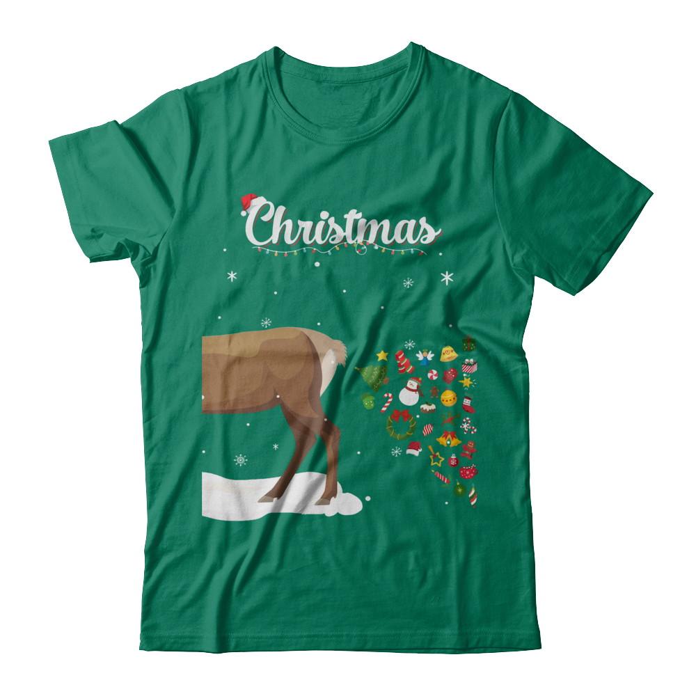 Couples Sick Reindeer Funny Ugly Christmas Sweater-T-Shirt & Sweatshirt-Classic T-Shirt-Kelly Green