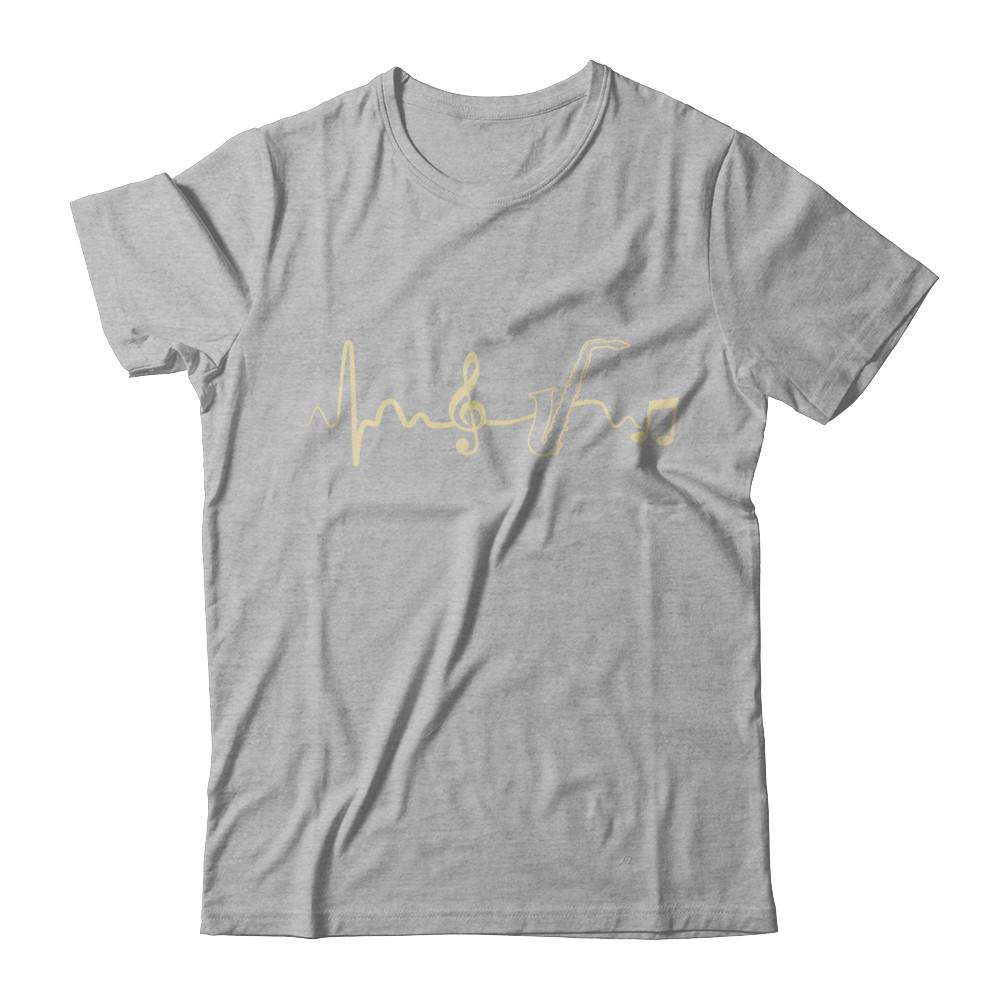 Saxophone Heartbeat Musician-T-Shirt & Hoodie-Premium T-Shirt-Heather Gray