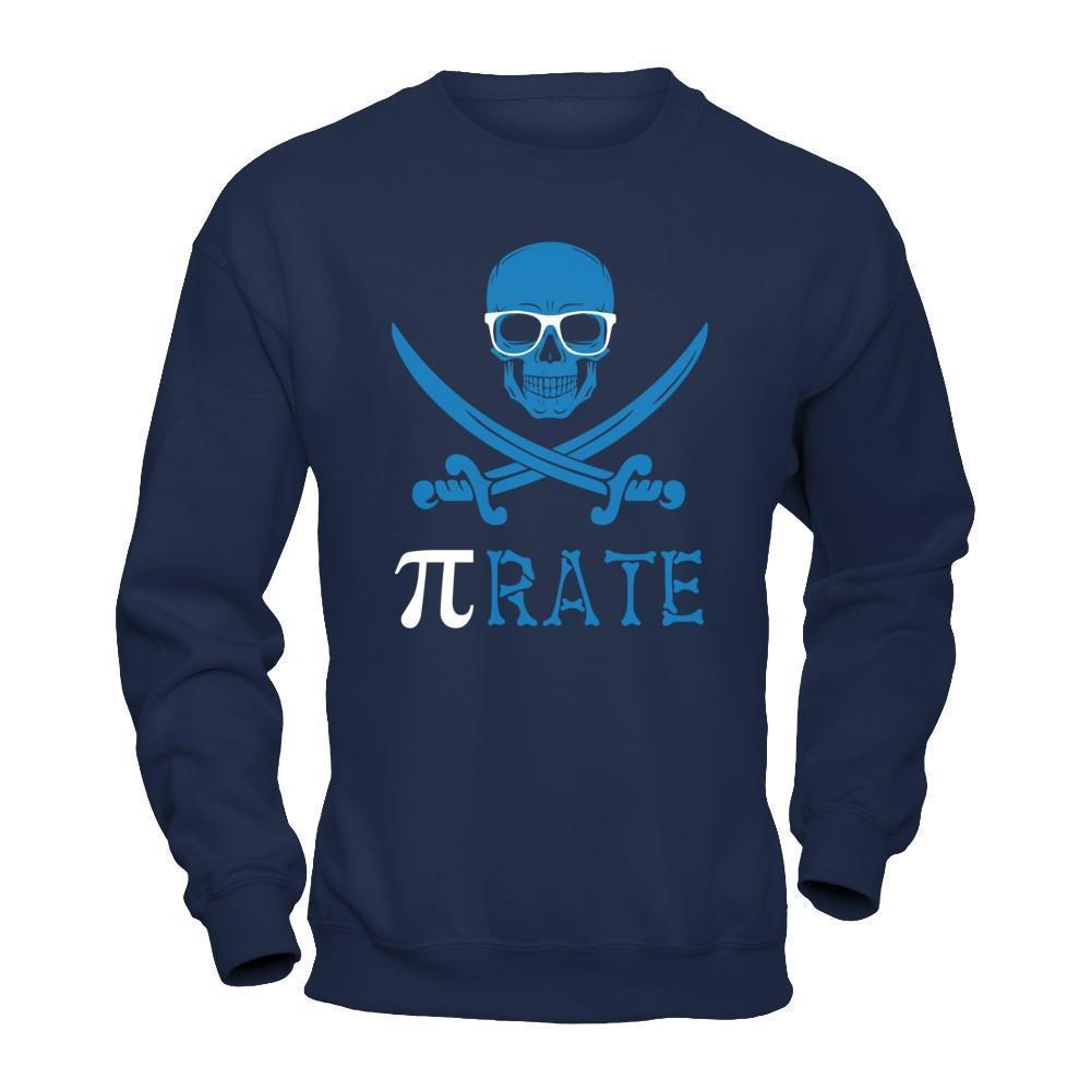Funny Pi-Rate Happy Pi Day 2018-T-Shirt & Hoodie-Crewneck Sweatshirt-Navy