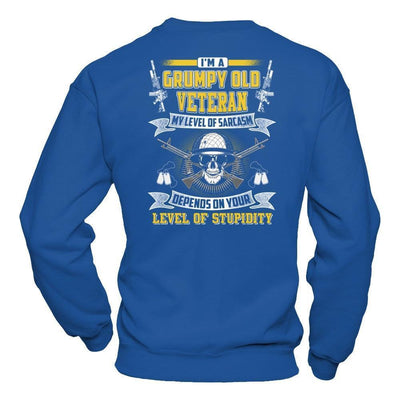 I'm A Grumpy Old Veteran My Level Of Sarcasm-T-Shirt & Hoodie-Crewneck Sweatshirt-Royal