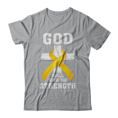 God Will Give Me Strength Gold Yellow Cancer Ribbon Gift-T-Shirt & Hoodie-Classic T-Shirt-Sport Grey