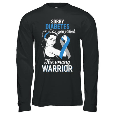 Sorry Diabetes You Picked The Wrong Warrior Diabetes-T-Shirt & Hoodie-Long Sleeve T-Shirt-Black