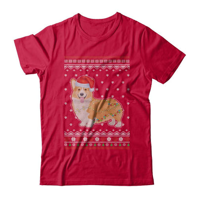 Corgi Christmas Ugly Sweater Lights Dog Xmas Gift-T-Shirt & Sweatshirt-Classic T-Shirt-Red