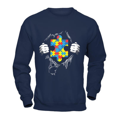 Super Autism Awareness Day Gifts-T-Shirt & Hoodie-Crewneck Sweatshirt-Navy