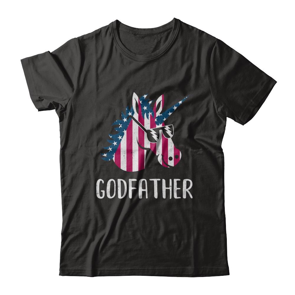 Patriotic Godfather Unicorn Americorn 4Th Of July-T-Shirt & Hoodie-Classic T-Shirt-Black