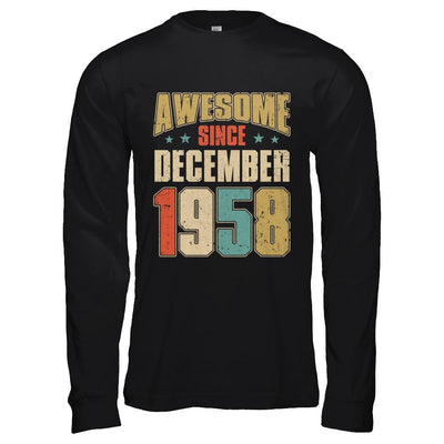 Vintage Retro Awesome Since December 1958 63th Birthday-T-Shirt & Hoodie-Long Sleeve T-Shirt-Black