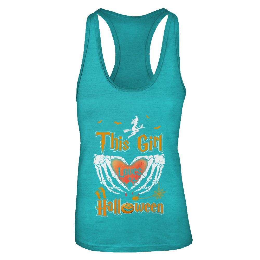 This Girl Loves Halloween-T-Shirt & Tank Top-Women's Ideal Racerback Tank-Tahiti Blue