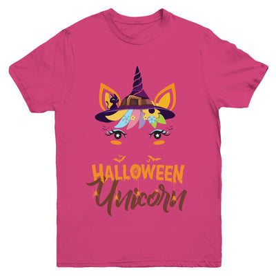 Halloween Costume Unicorn Witch Bats Youth-Youth Shirt-Youth T-Shirt-Heliconia