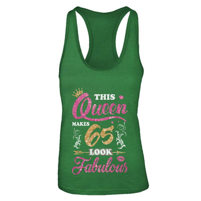 This Queen Makes 65 Look Fabulous 1956 65th Birthday-T-Shirt & Tank Top-Women's Ideal Racerback Tank-Kelly Green