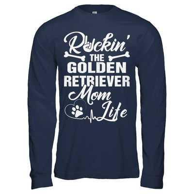 Rockin The Golden Retriever Mom Life Men Style-T-Shirt & Hoodie-Long Sleeve T-Shirt-Navy