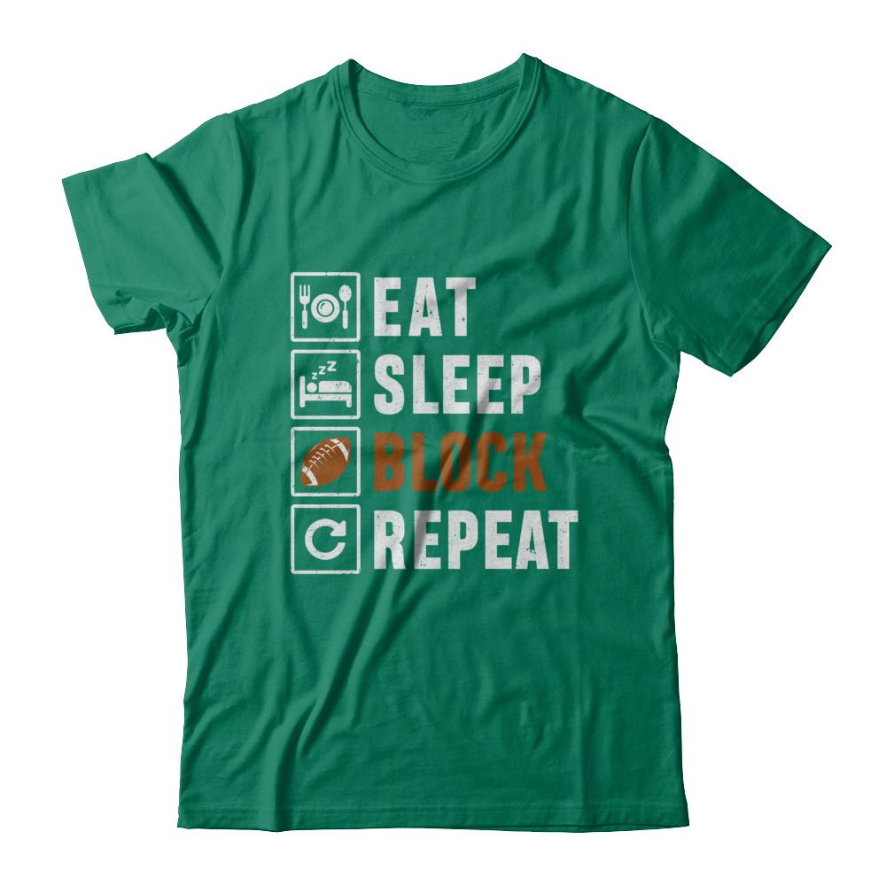 Funny Eat Sleep Block Repeat Football Gifts-T-Shirt & Hoodie-Classic T-Shirt-Kelly Green