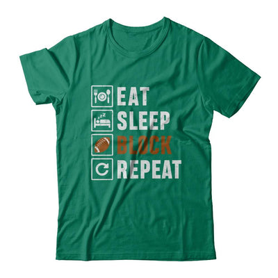 Funny Eat Sleep Block Repeat Football Gifts-T-Shirt & Hoodie-Classic T-Shirt-Kelly Green