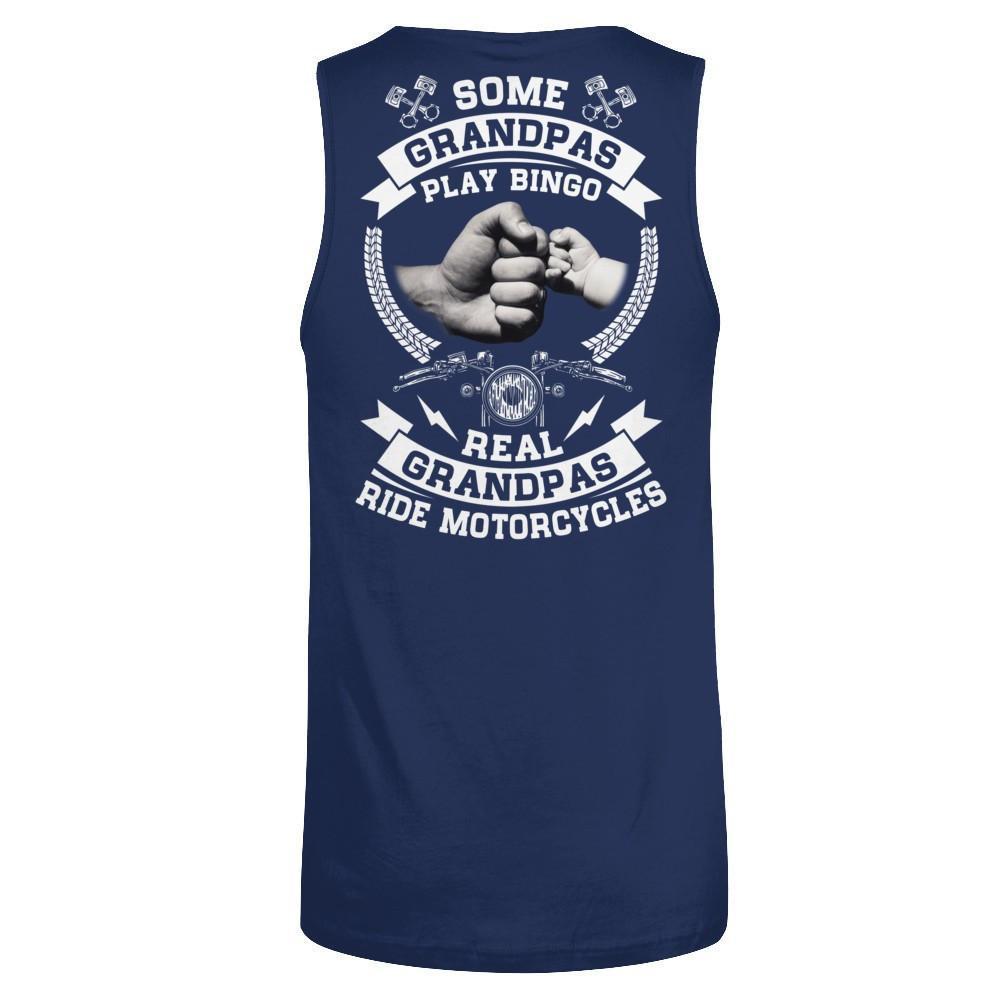 Some Grandpas Play Bingo Real Grandpas Ride Motorcycles-T-Shirt & Hoodie-Unisex Tank-Navy