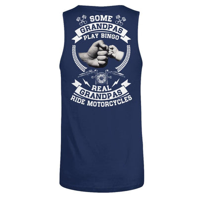 Some Grandpas Play Bingo Real Grandpas Ride Motorcycles-T-Shirt & Hoodie-Unisex Tank-Navy