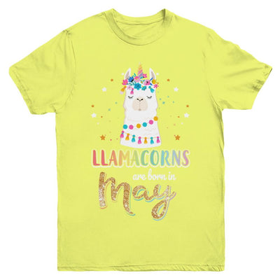 Llama Unicorn Llamacorns Born In May Birthday Gift Youth-Youth Shirt-Youth T-Shirt-Daisy