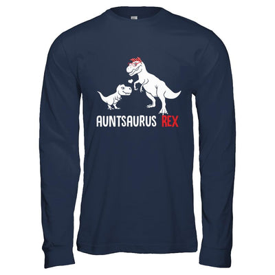 Aunt Saurus Auntsaurus T-Rex Dinosaur Gift For Aunt-T-Shirt & Hoodie-Long Sleeve T-Shirt-Navy