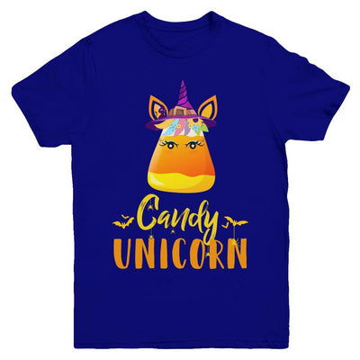 Candy Corn Unicorn Halloween Unicorn For Girls Youth-Youth Shirt-Youth T-Shirt-Navy