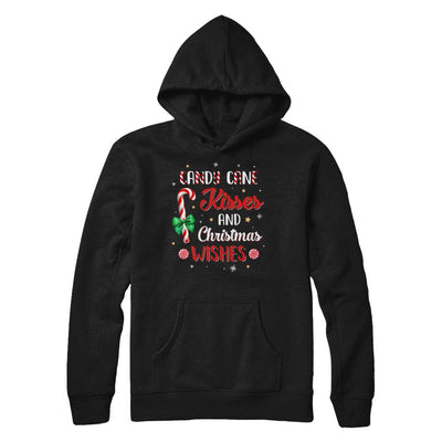 Candy Cane Kisses And Christmas Wishes Gifts-T-Shirt & Sweatshirt-Pullover Hoodie-Black