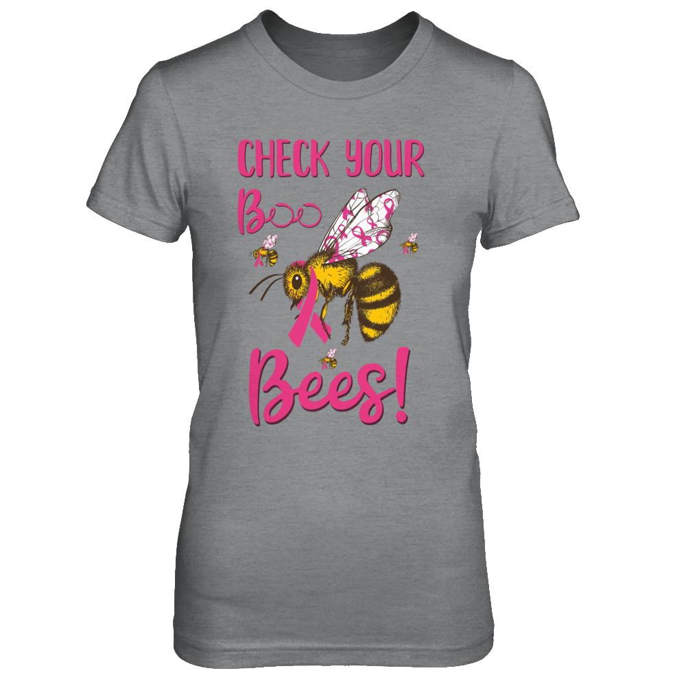Check Your Boo Bees Funny Breast Cancer-T-Shirt & Hoodie-Women's T-Shirt-Sport Grey