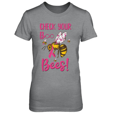 Check Your Boo Bees Funny Breast Cancer-T-Shirt & Hoodie-Women's T-Shirt-Sport Grey