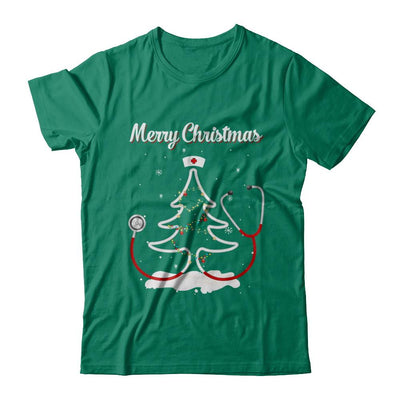 Merry Christmas Stethoscope Nurse Christmas Tree Xmas-T-Shirt & Sweatshirt-Classic T-Shirt-Kelly Green