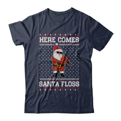Here Comes Santa Floss Flossing Ugly Christmas Sweater-T-Shirt & Sweatshirt-Classic T-Shirt-Navy