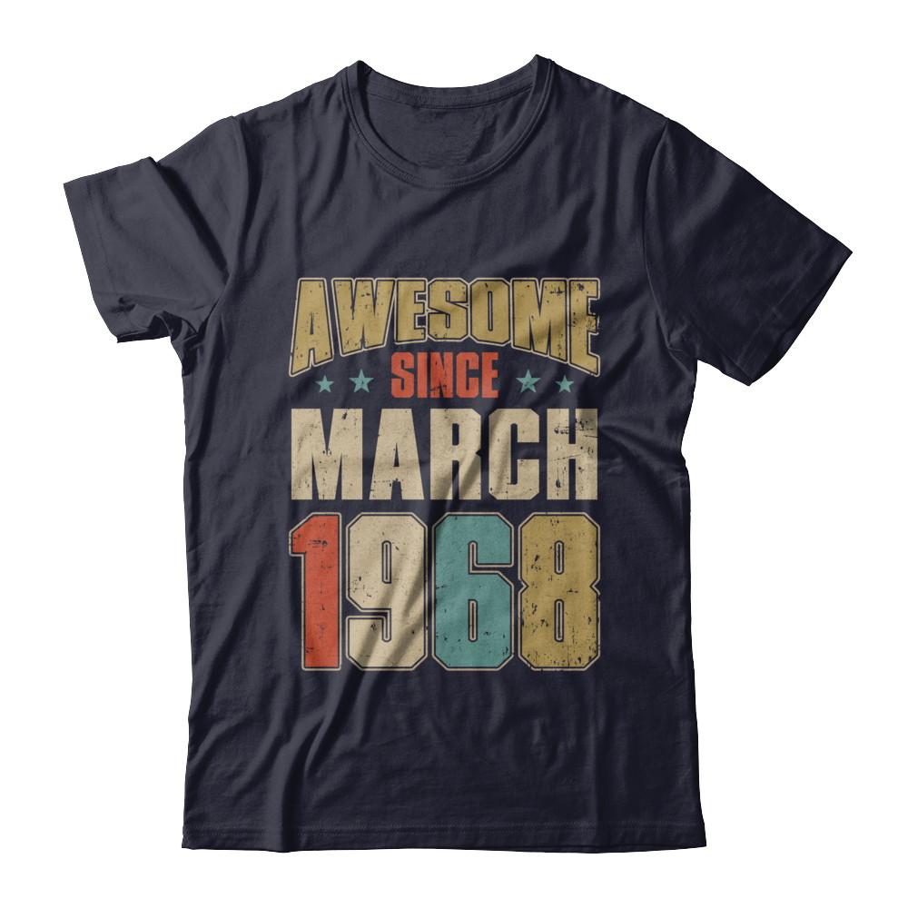 Vintage Retro Awesome Since March 1968 53th Birthday-T-Shirt & Hoodie-Premium T-Shirt-Midnight Navy