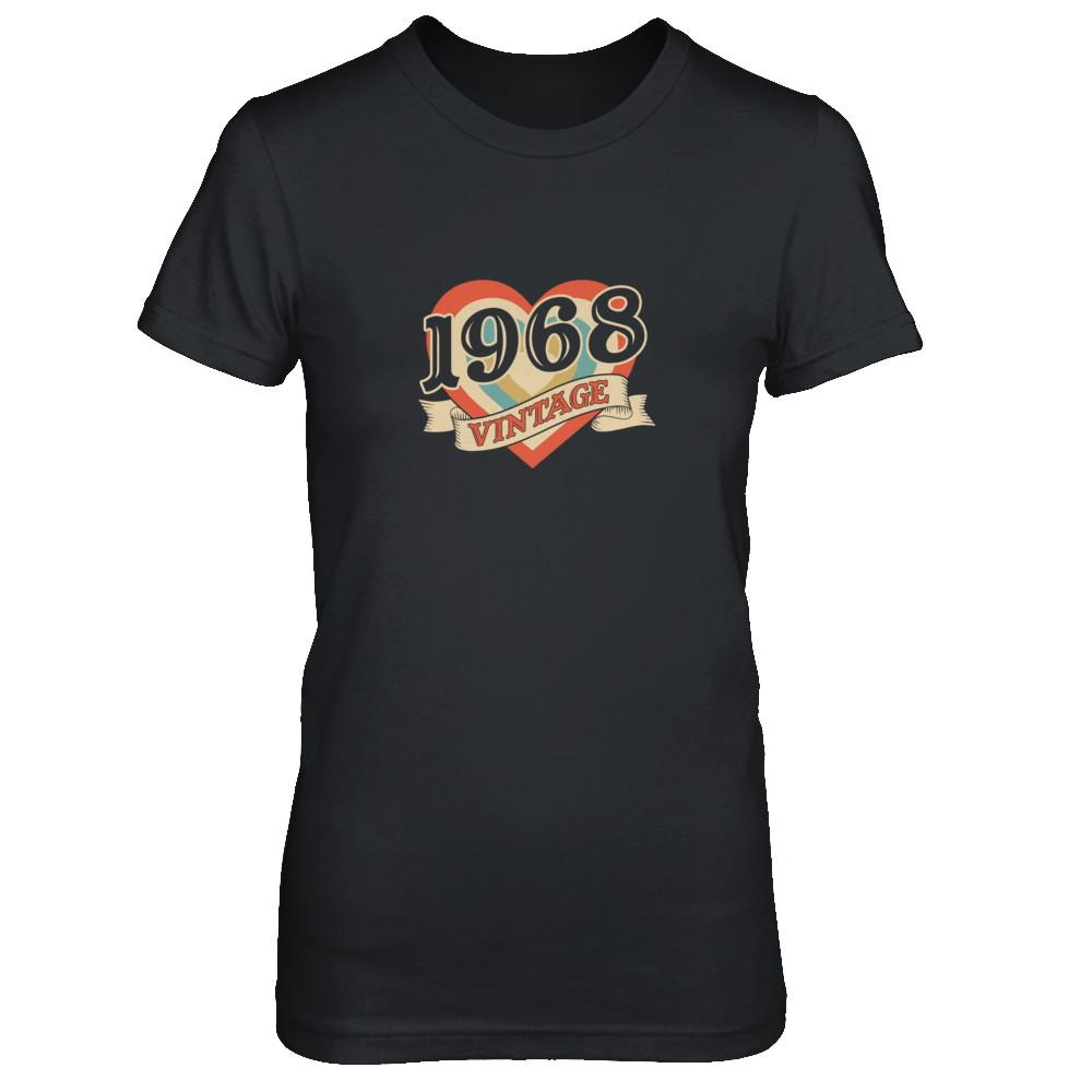 Vintage Retro Classic Heart Made In 1968-T-Shirt & Tank Top-Women's T-Shirt-Black