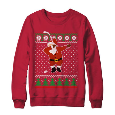 Dabbing Santa Hockey Ugly Sweater Christmas-T-Shirt & Sweatshirt-Crewneck Sweatshirt-Red