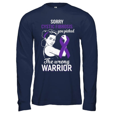 Sorry Cystic Fibrosis You Picked The Wrong Warrior Cystic Fibrosis-T-Shirt & Hoodie-Long Sleeve T-Shirt-Navy