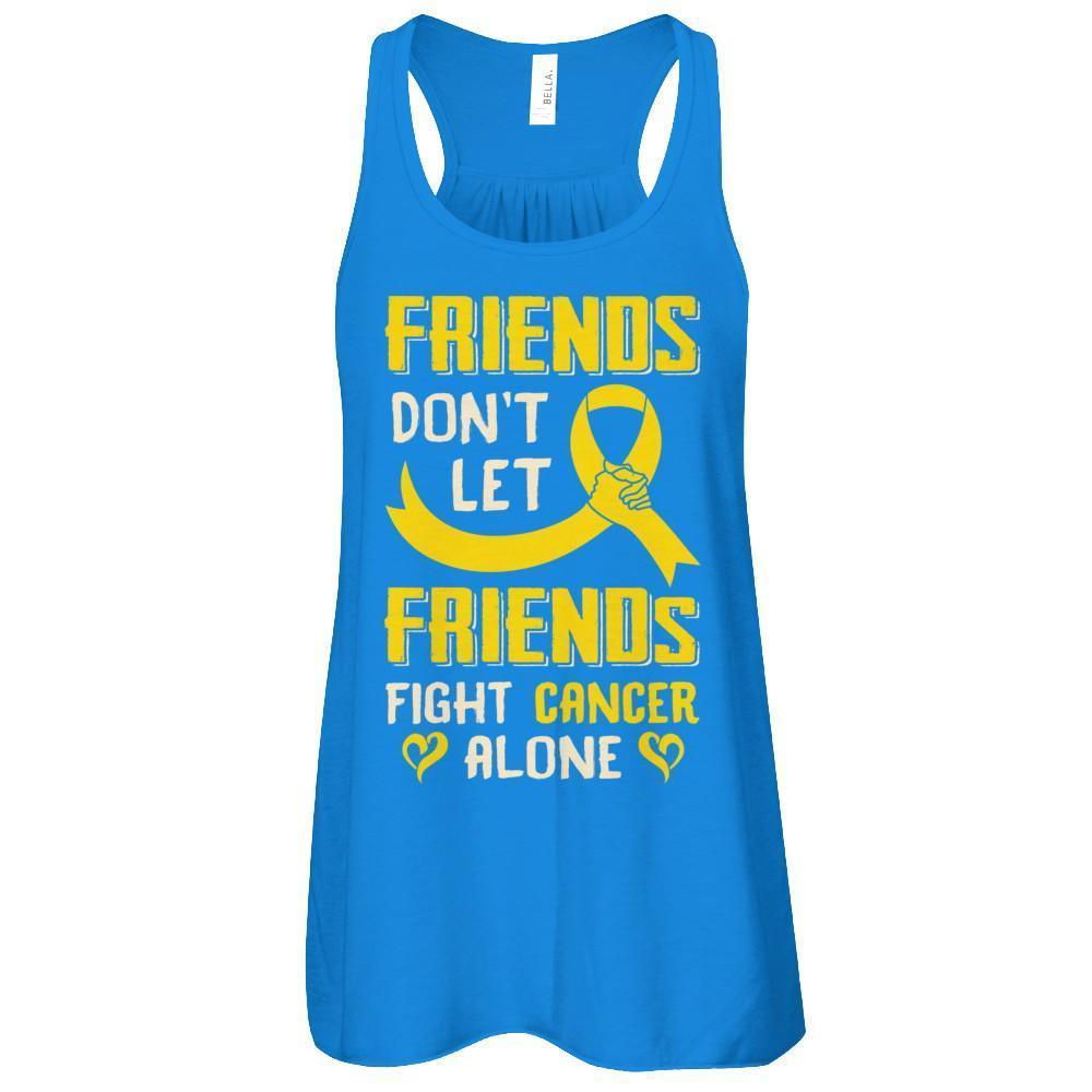 Friends Don't Let Friends Fight Cancer Alone Gold Yellow Awareness-T-Shirt & Tank Top-Women's Flowy Racerback Tank-True Royal