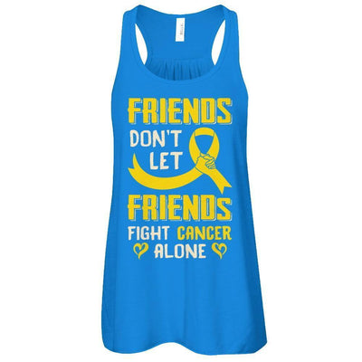 Friends Don't Let Friends Fight Cancer Alone Gold Yellow Awareness-T-Shirt & Tank Top-Women's Flowy Racerback Tank-True Royal