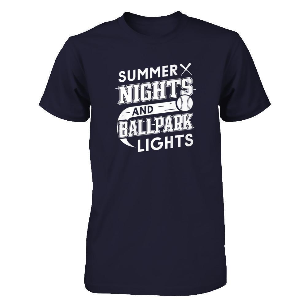 Summer Nights Ballpark Lights Baseballs-T-Shirt & Hoodie-Premium T-Shirt-Midnight Navy